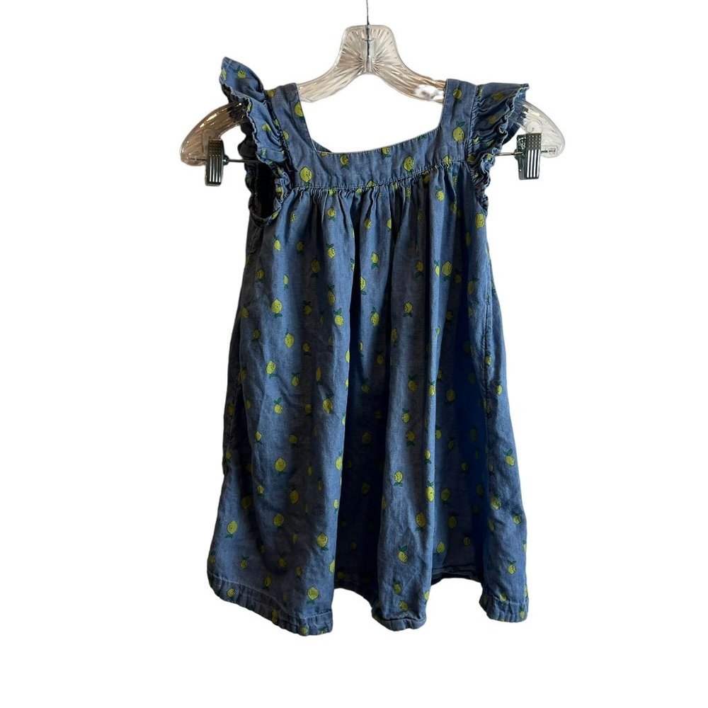 Tucker and Tate Toddler Girls Lemon Dress Ruffle Sleeve 100% Cotton Blue Size 5